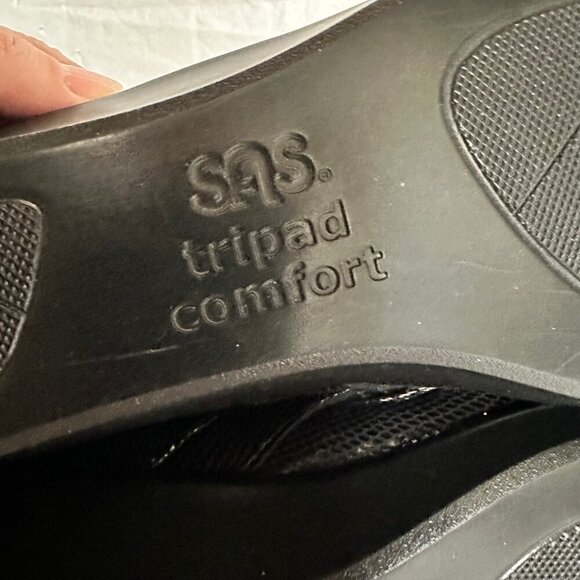 SAS Dream 10.5 Wide Black Snake Skin Pattern Slip On Loafers Comfort Shiny USA - Picture 6 of 7